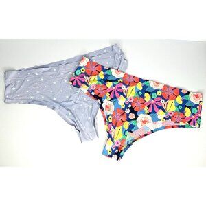 NEW! Cheek Boss Hipsters Panties Set of 2 Size XL Flowers Stars Multicolor